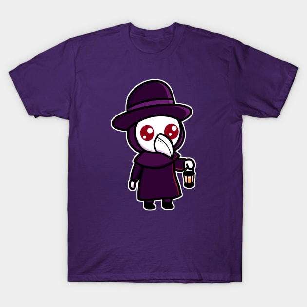 Cute Chibi Plague Doctor with lantern T-Shirt by Witchy Ways